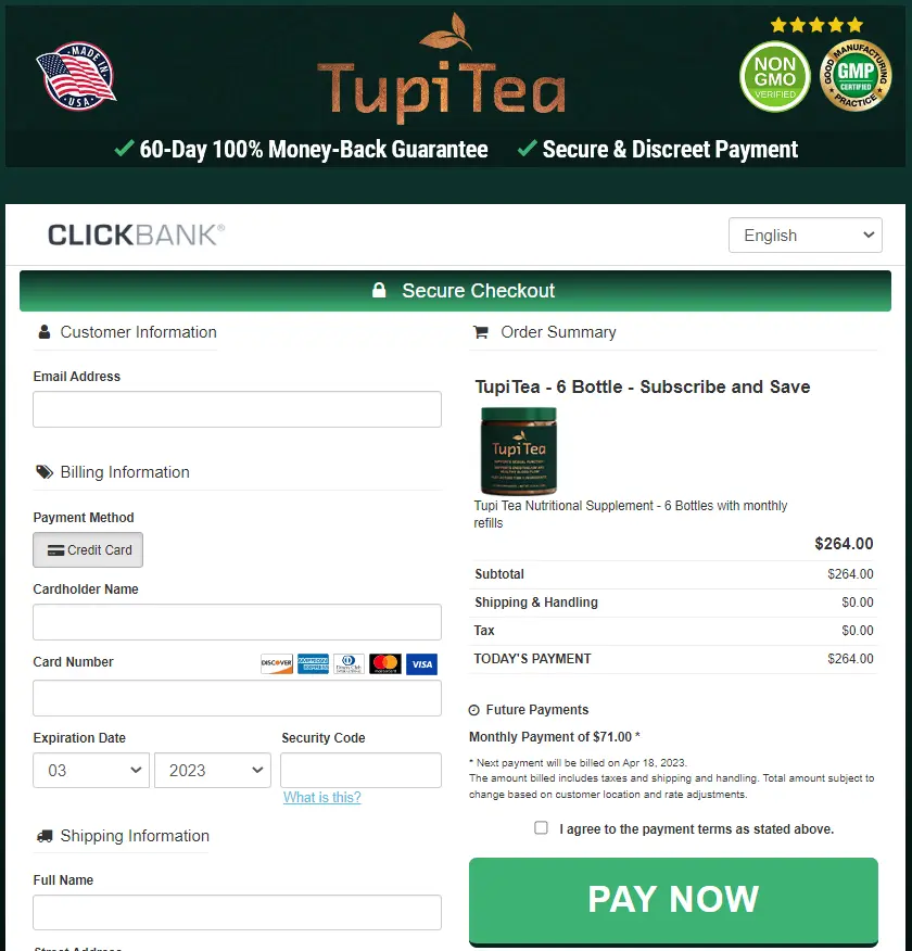 Tupi Tea - Order Page